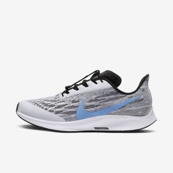 Nike Pegasus 36 FlyEase (Extra Wide) - Férfi Futócipő - Fehér/Fekete/Platina/Kék